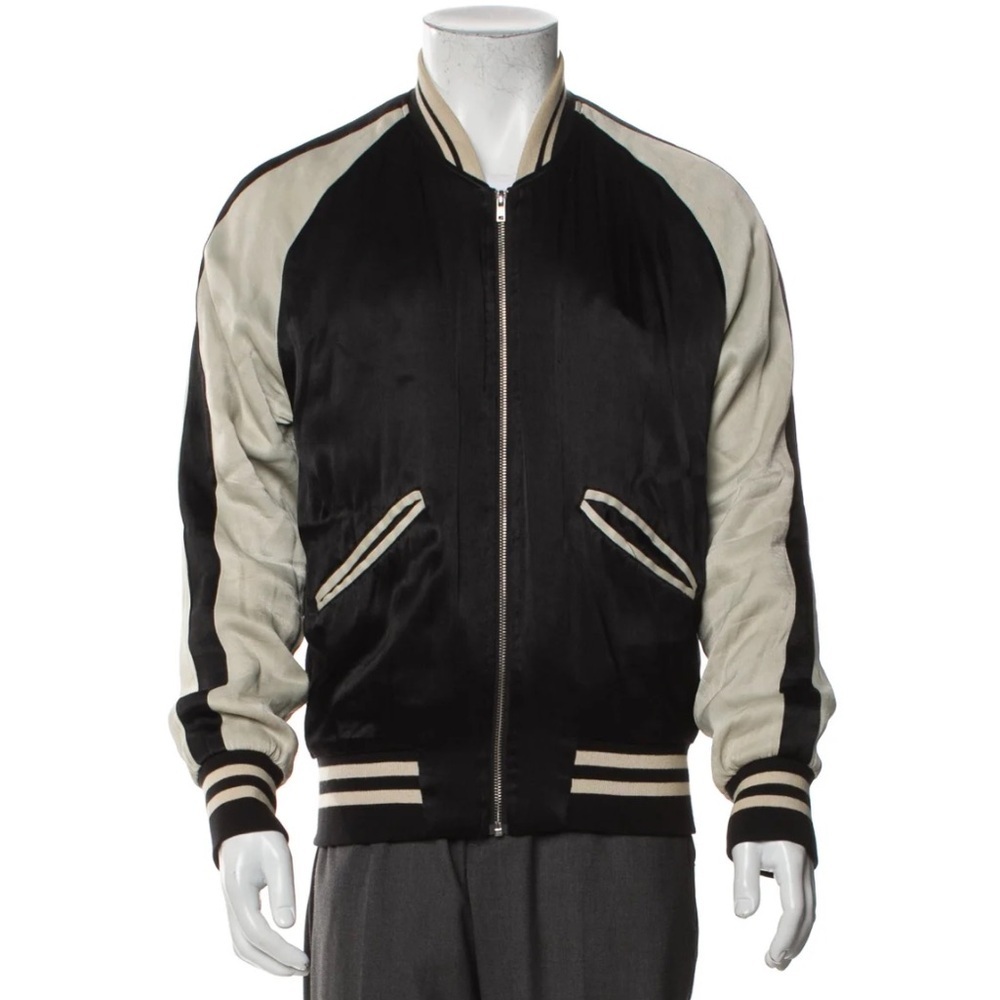 IRO Colorblock Arley Bomber Jacket‎ Back White Size XL Vintage Collegiate Unisex
